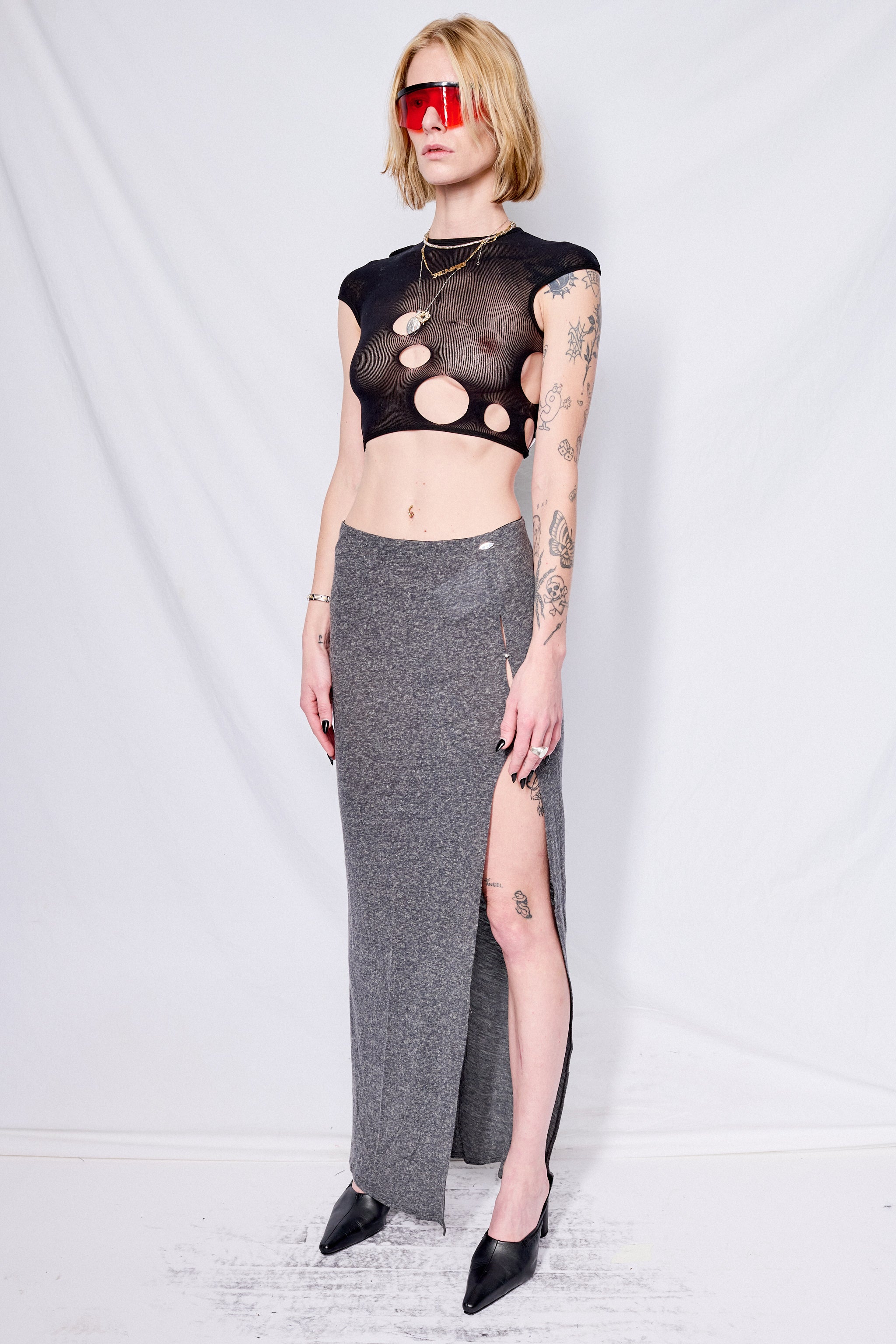 Granite Slit Maxi Skirt