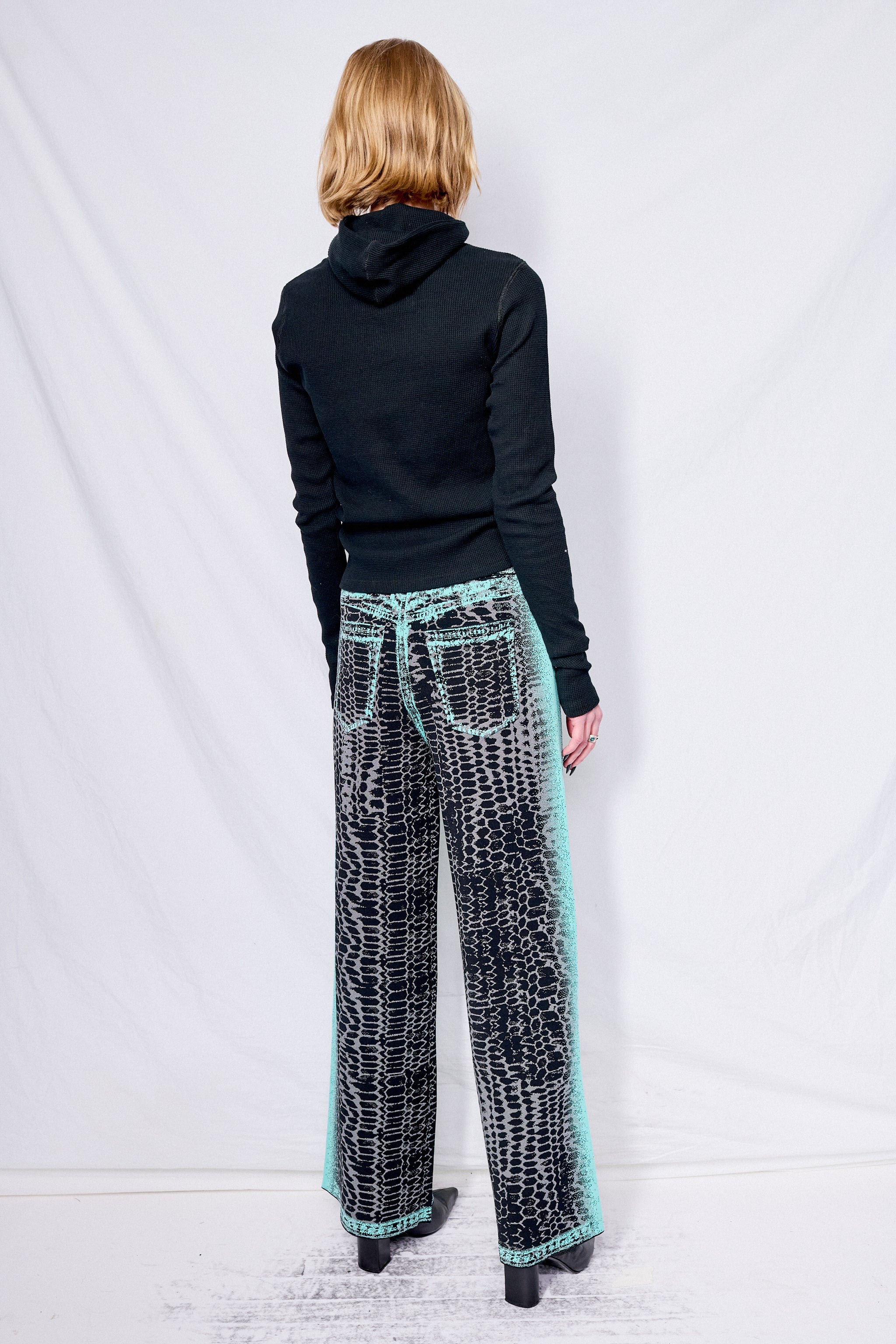 Black/Blue Zahra Wide Leg Pants