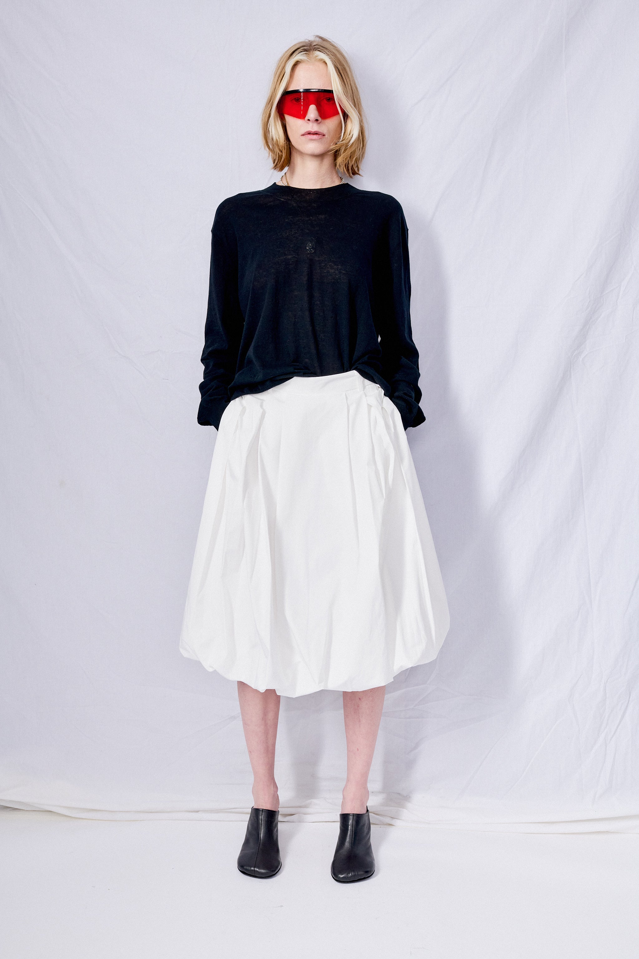 White Balloon Midi Skirt