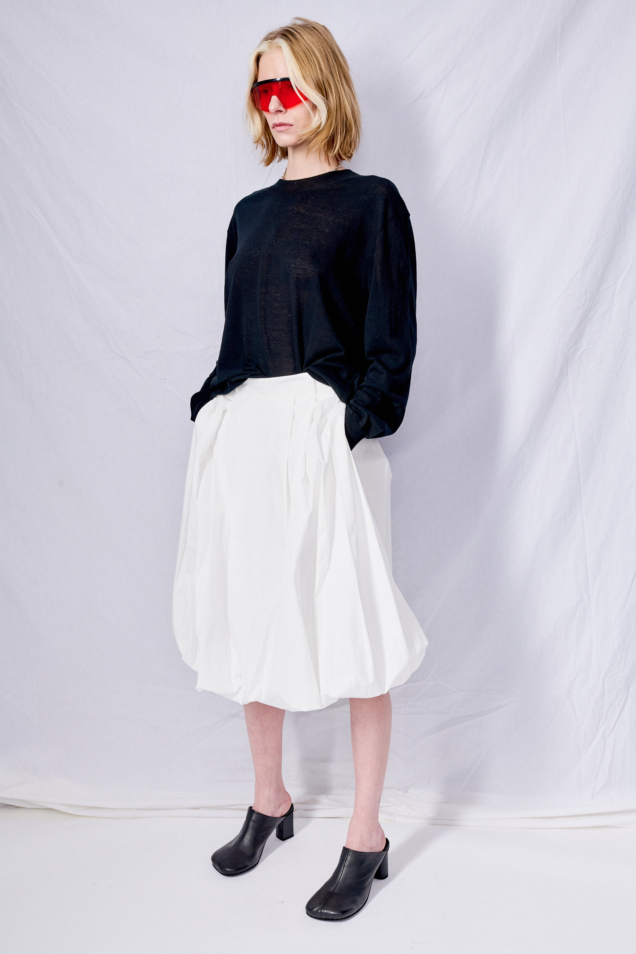 White Balloon Midi Skirt