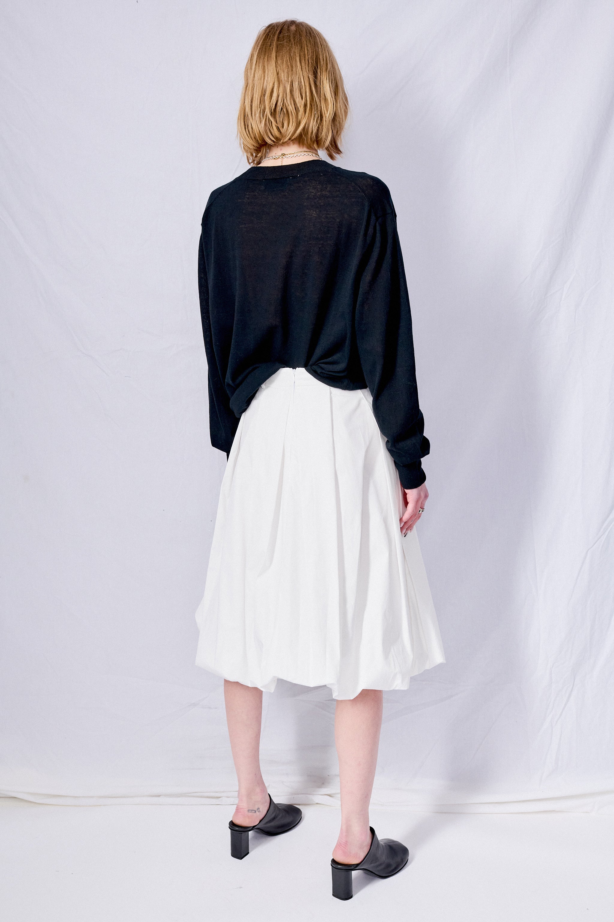 White Balloon Midi Skirt