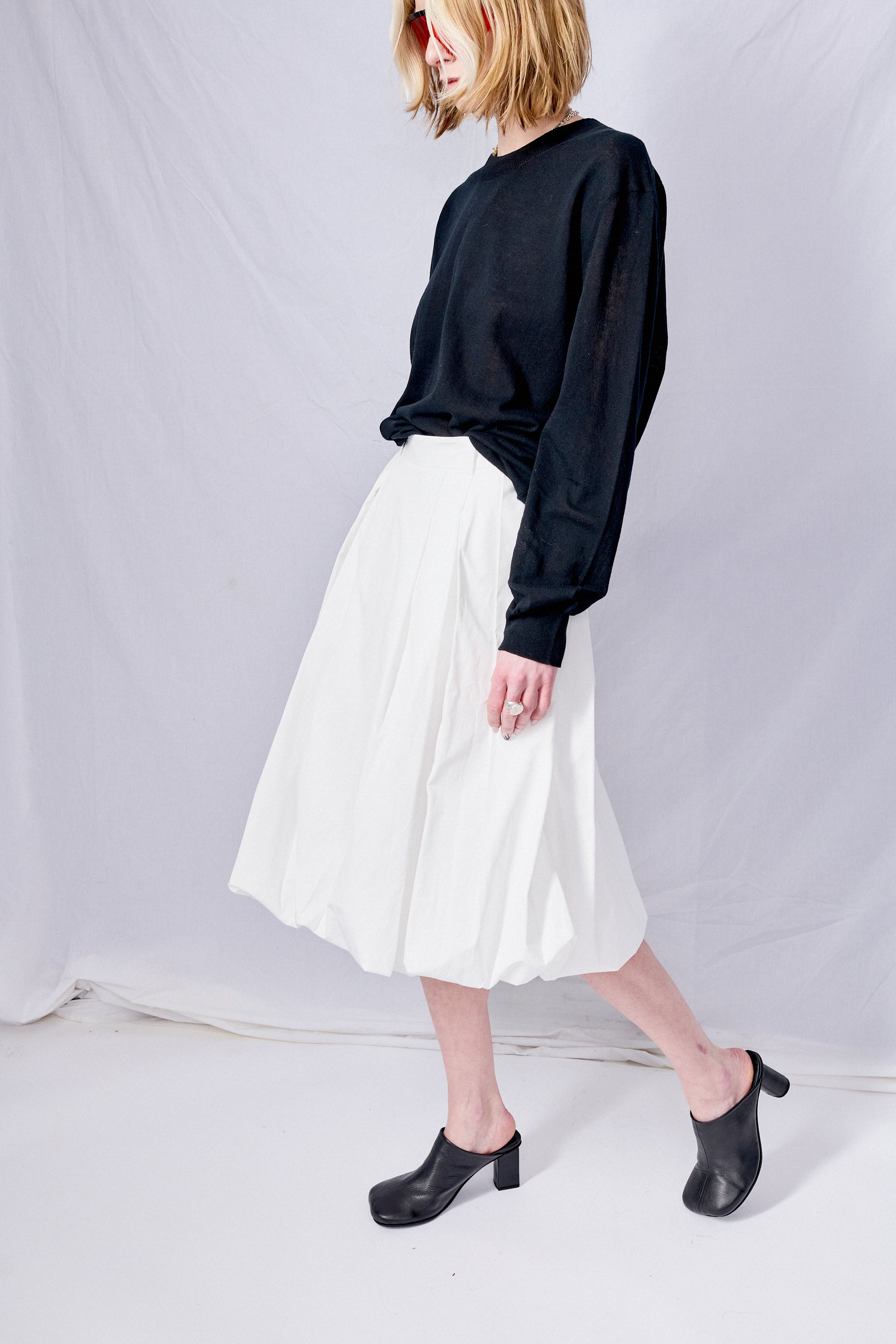 White Balloon Midi Skirt