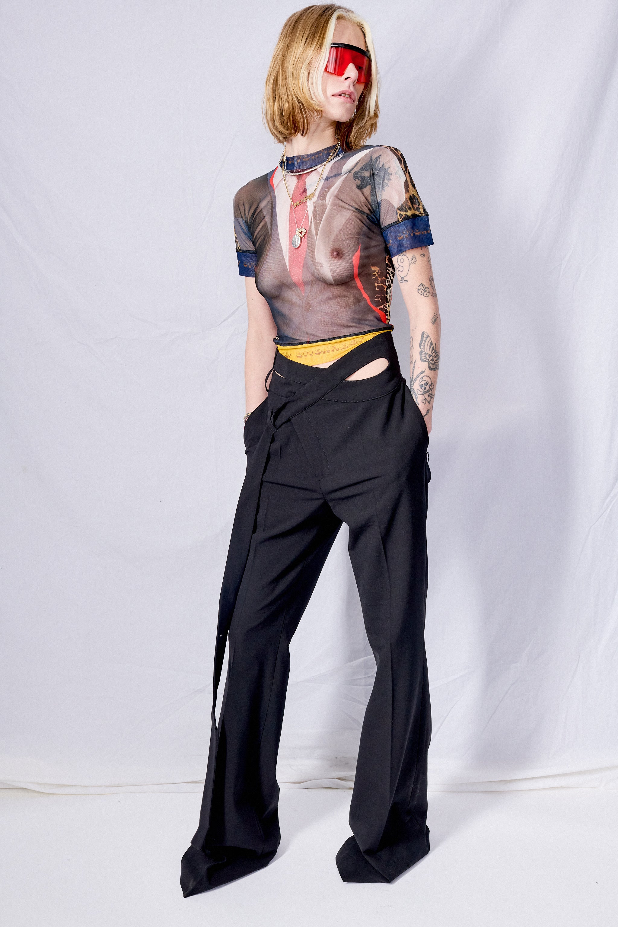 Black Flared Wrap Suit Pants