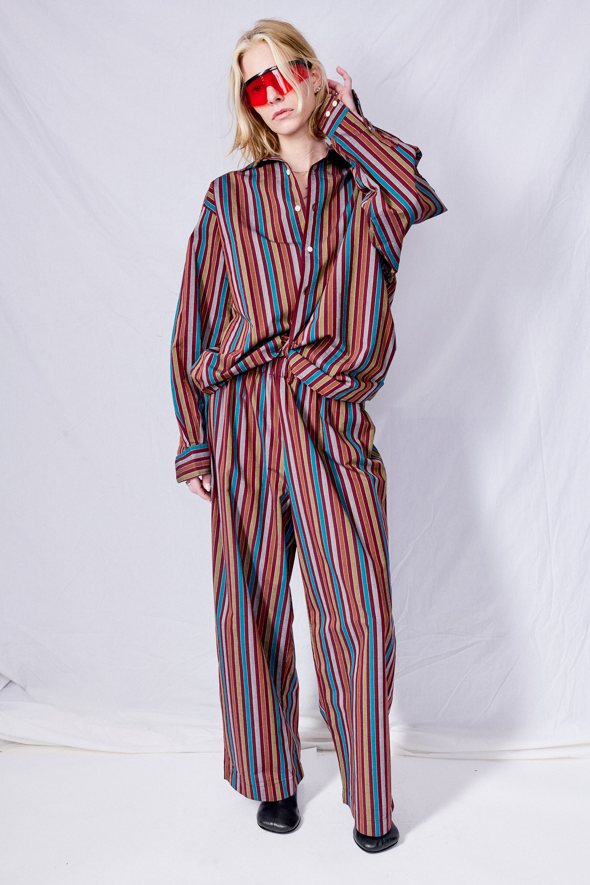 Maroon Multi Stripe Claude Shirt