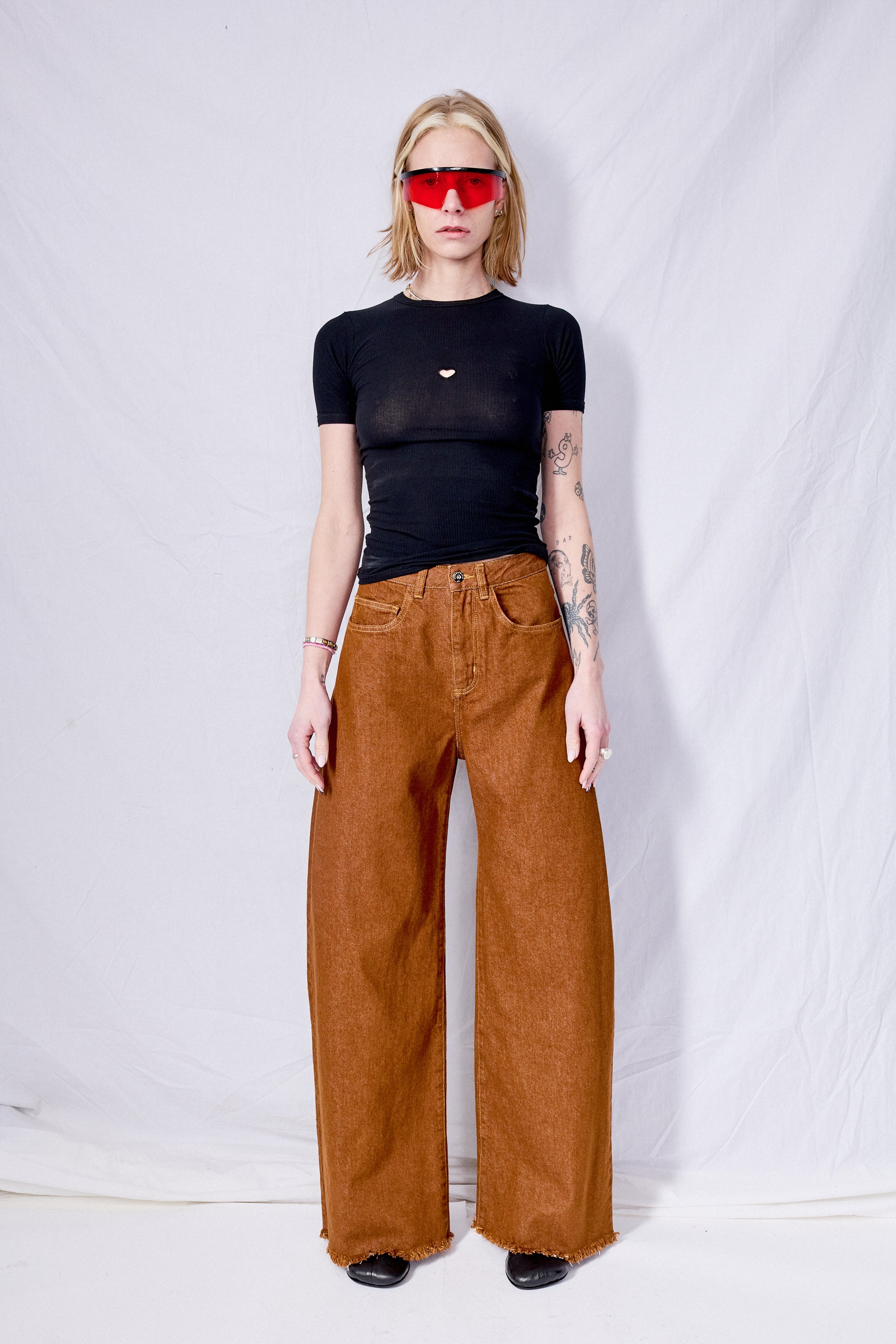 Brown Denim Boyfriend Trousers