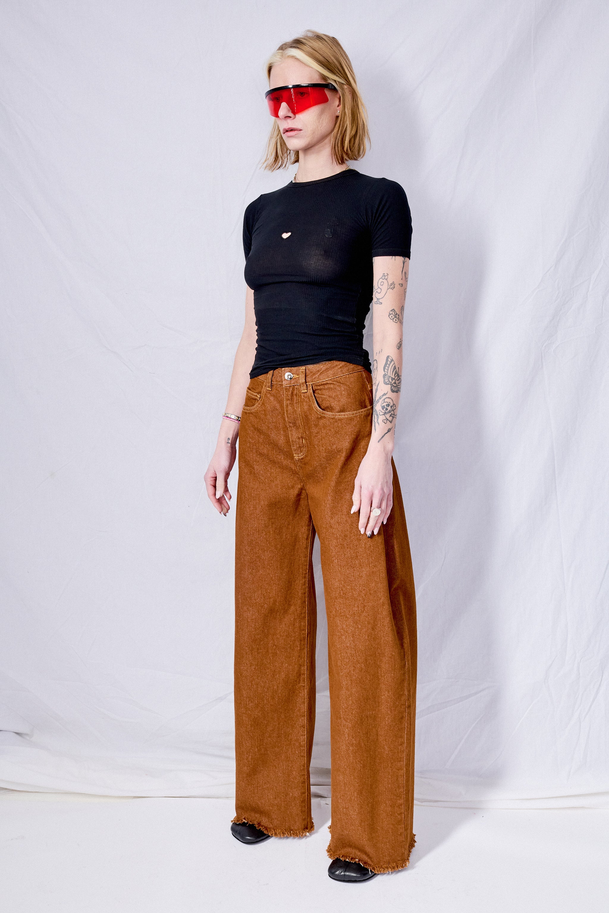 Brown Denim Boyfriend Trousers