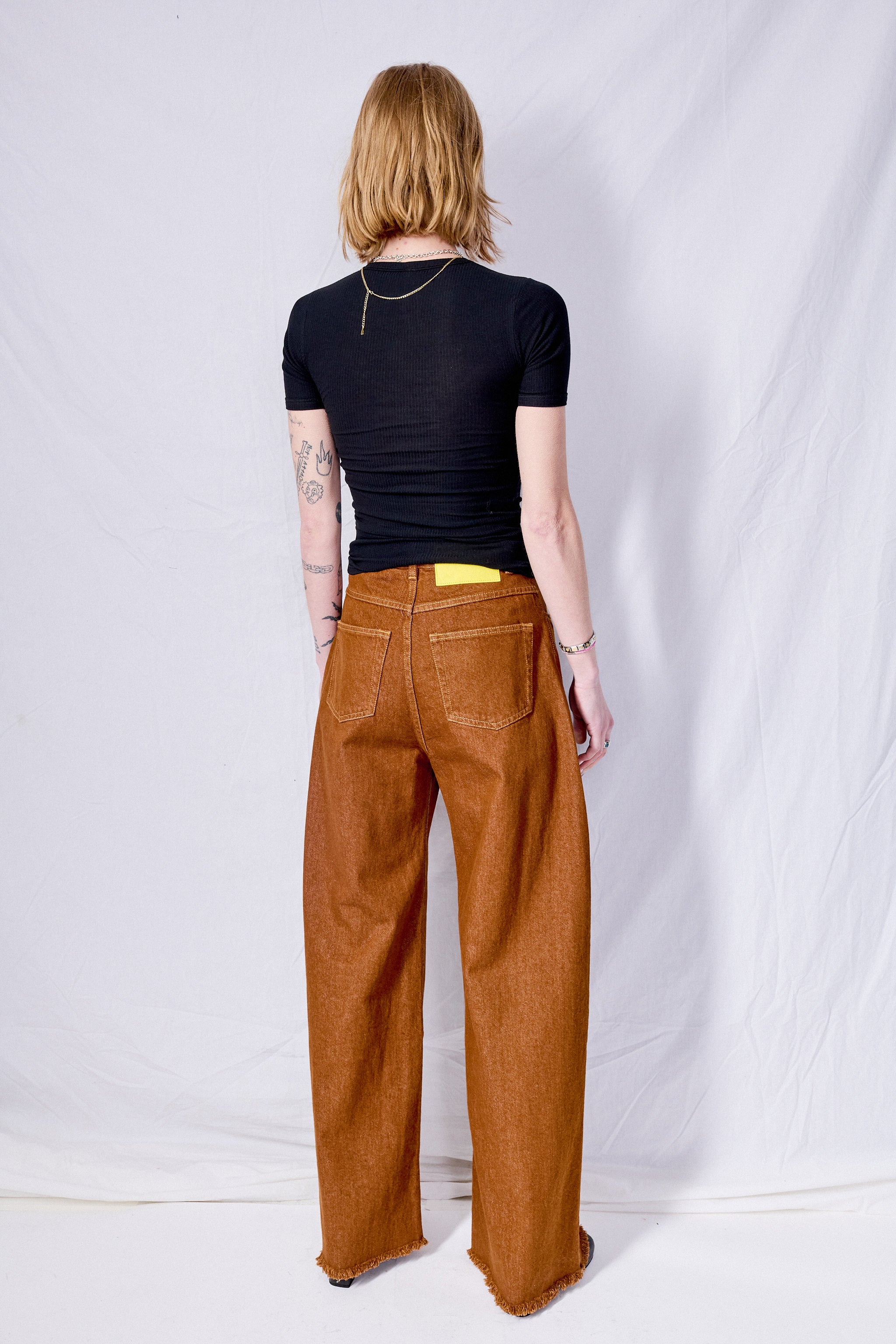 Brown Denim Boyfriend Trousers