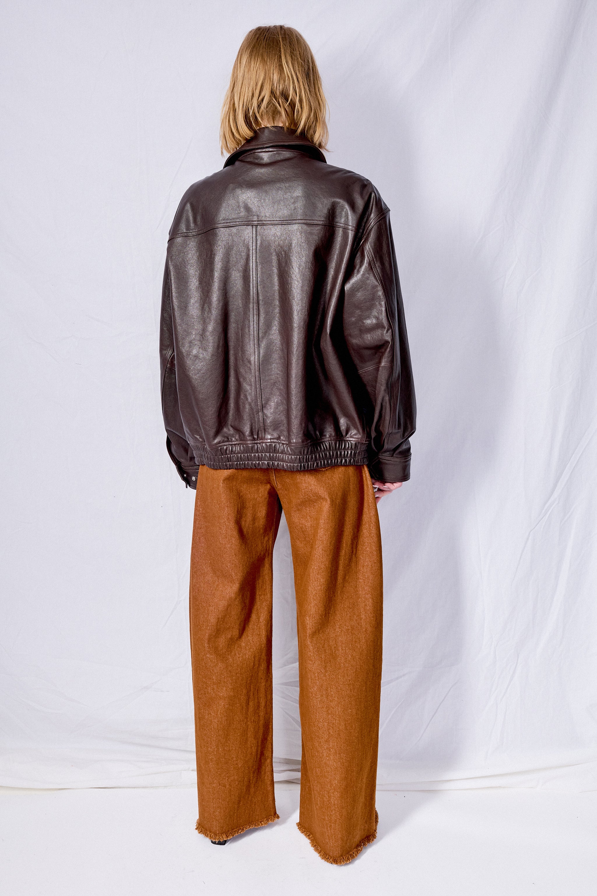 Unisex Brown Italian Lambskin Leather Blouson