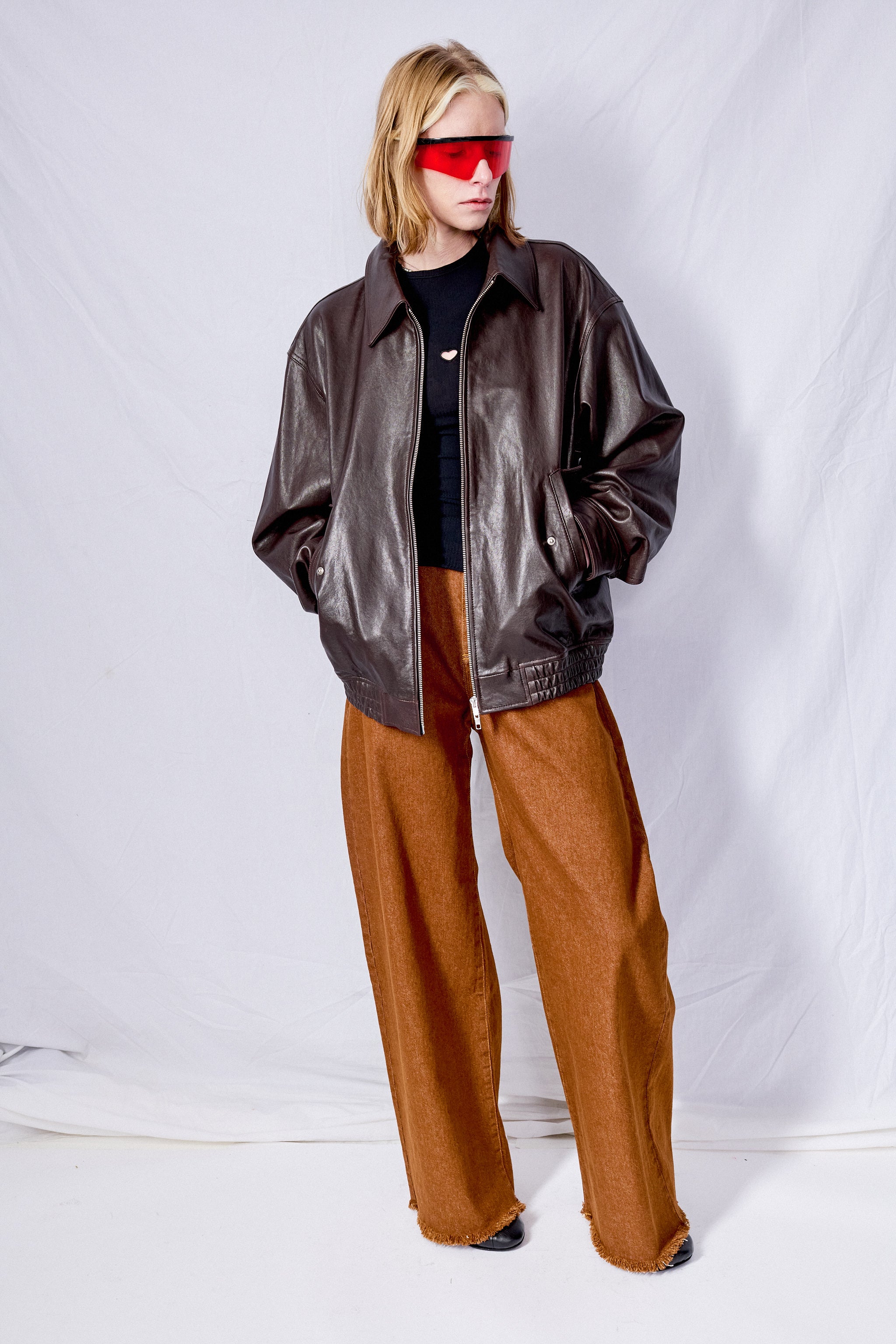 Brown Denim Boyfriend Trousers