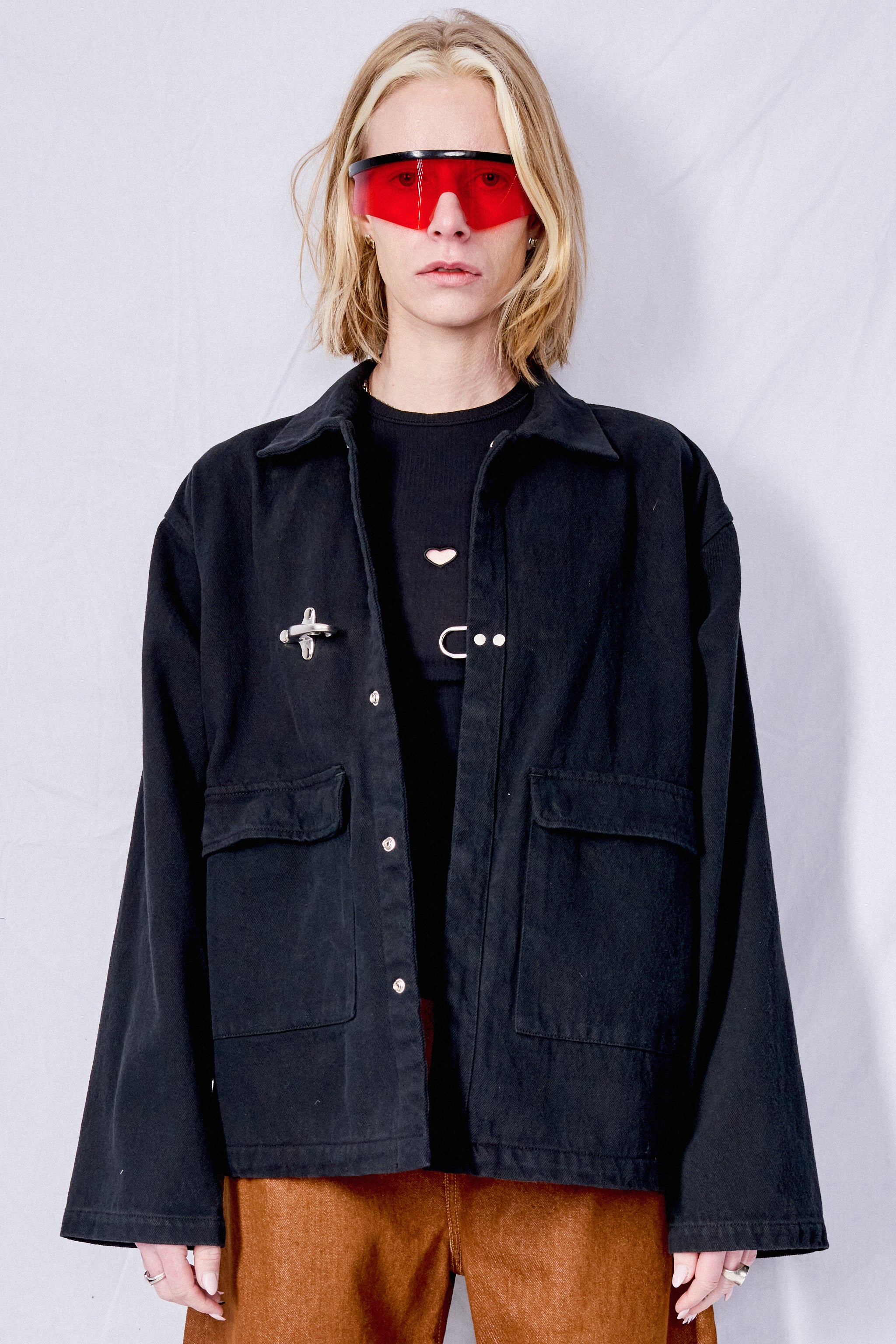 Black Denim Fireman Utility Jacket