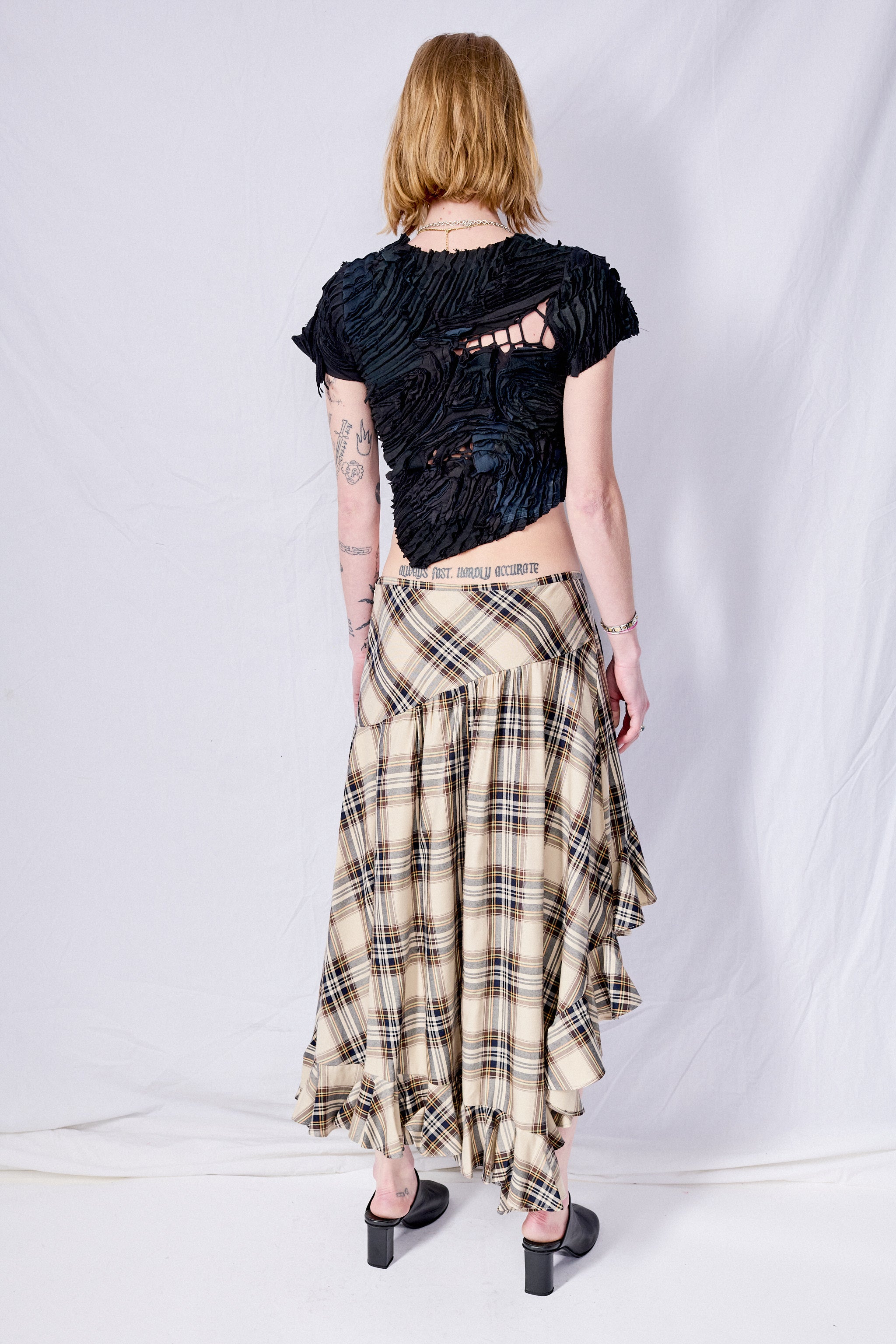 Sand Plaid Cotton Florist Skirt