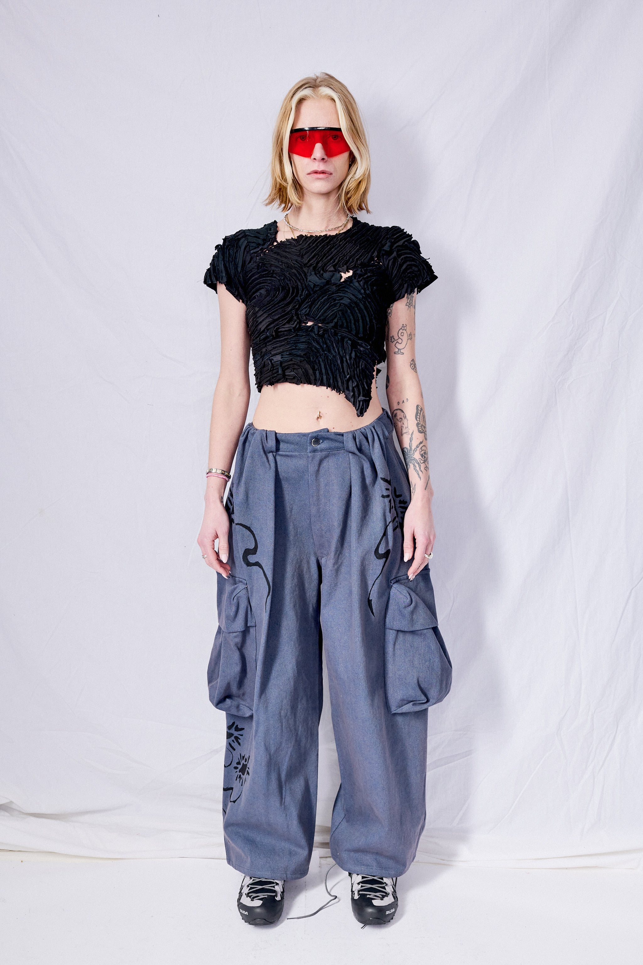 Charcoal Pleated Cargo Pant