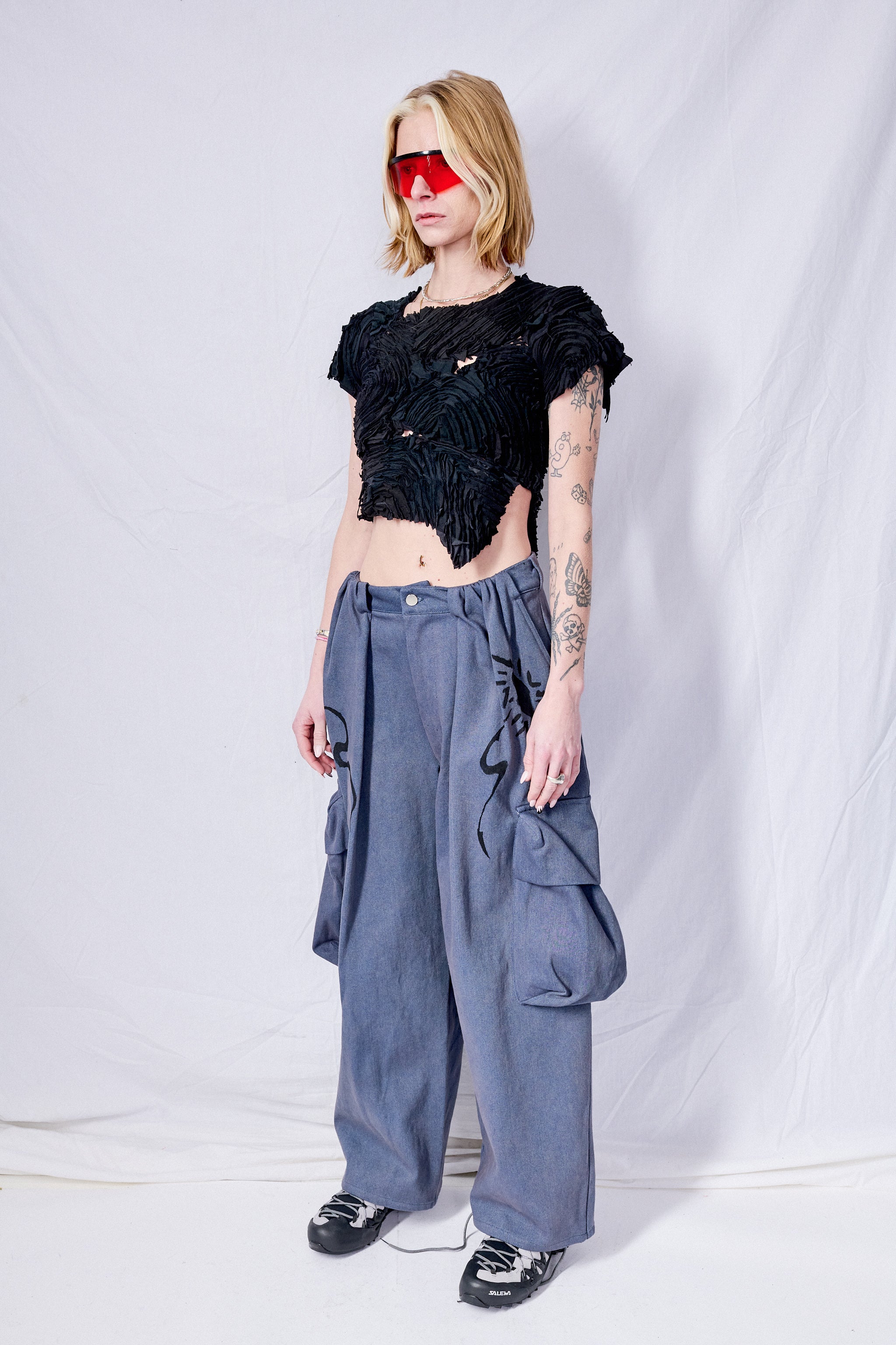 Charcoal Pleated Cargo Pant