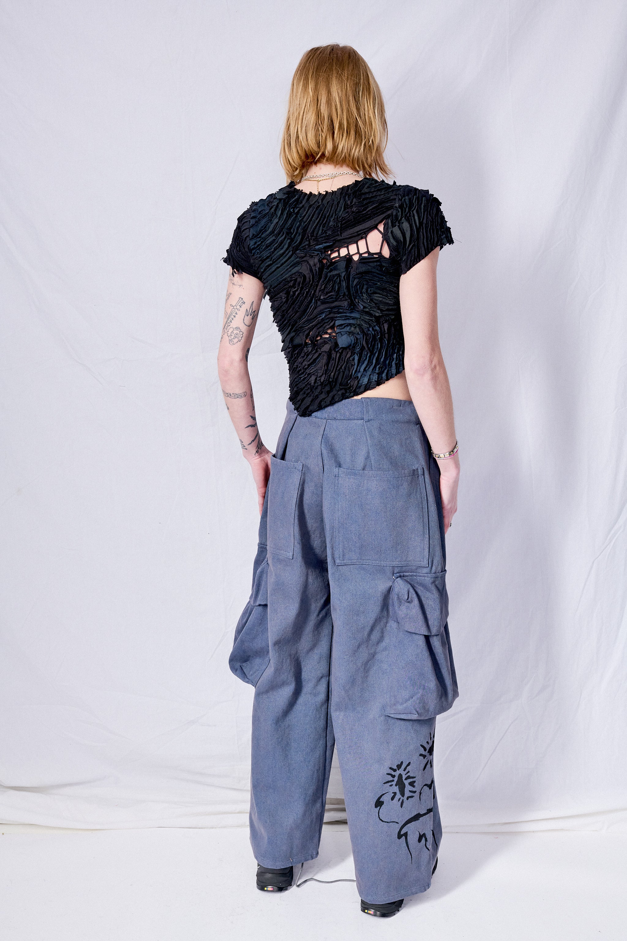 Charcoal Pleated Cargo Pant