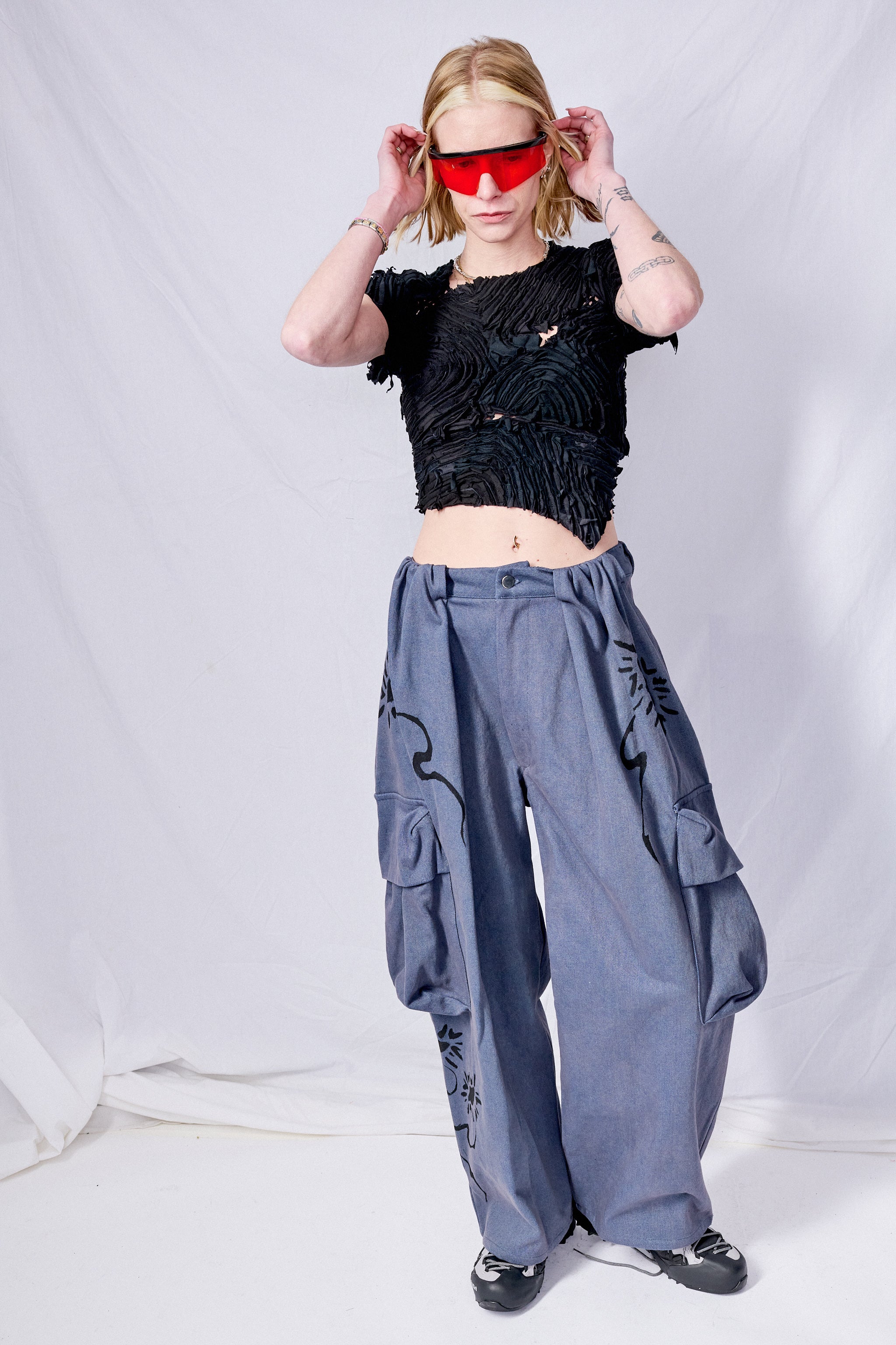 Charcoal Pleated Cargo Pant