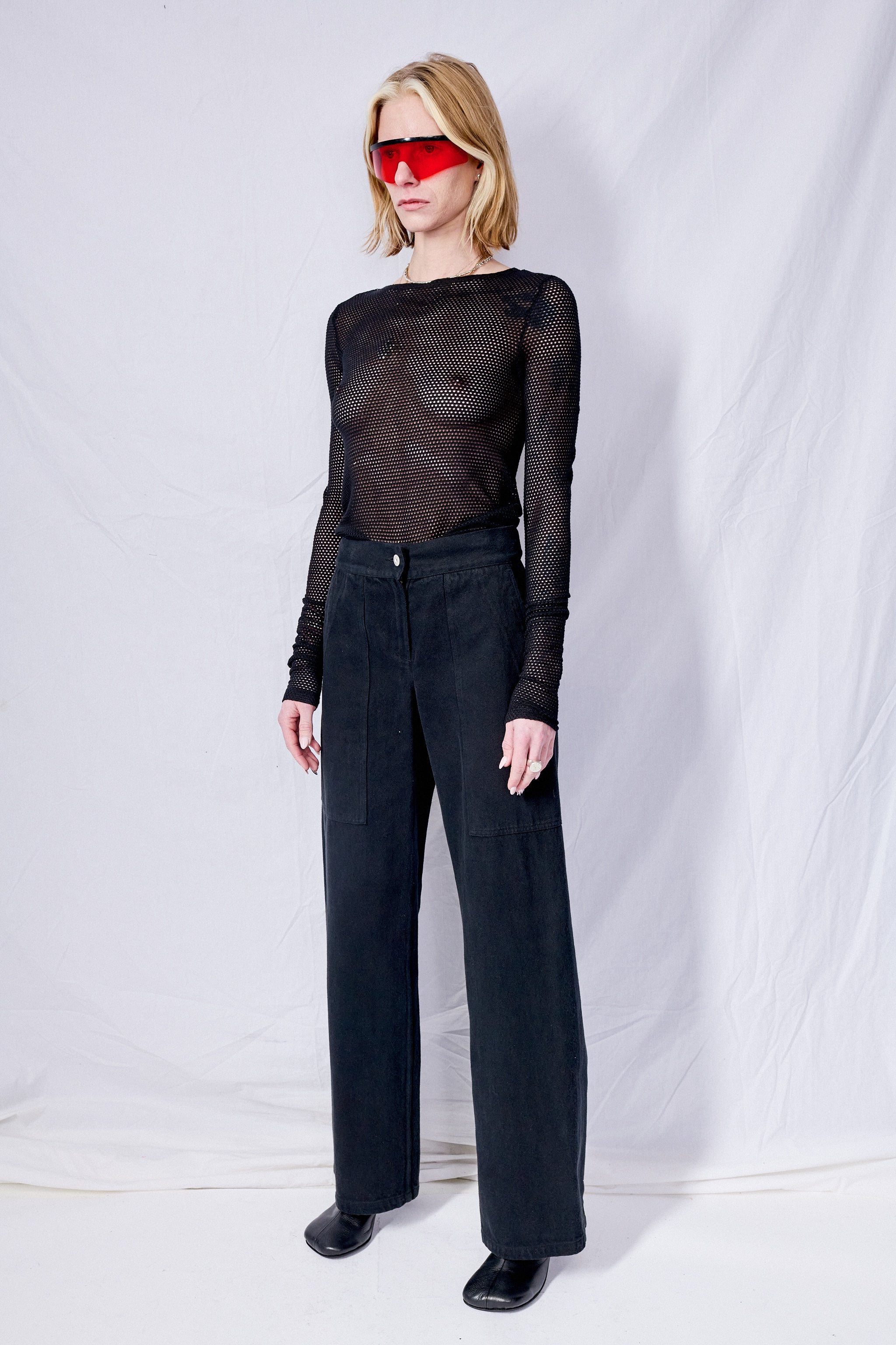 Black Denim Simple Pant