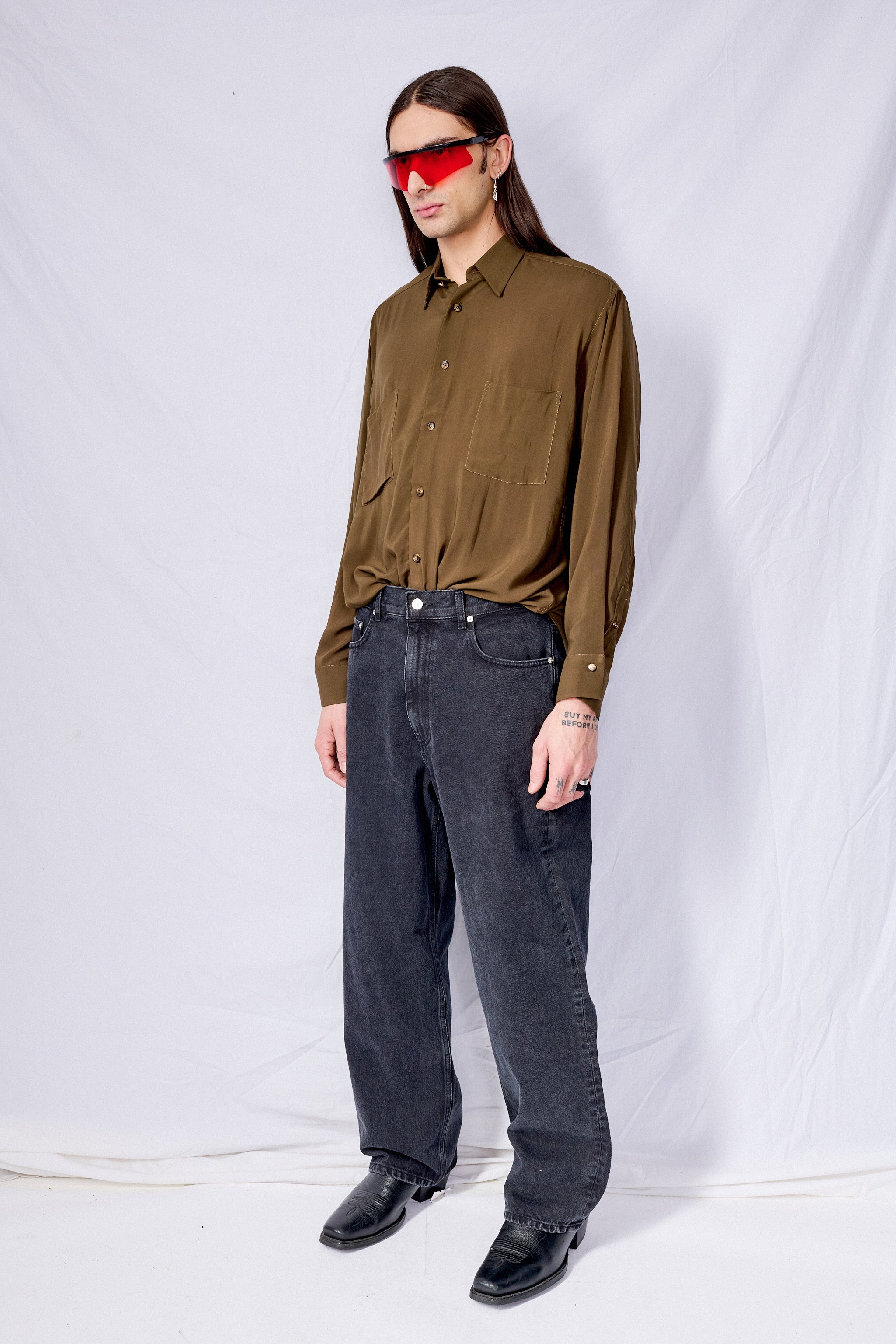 Dark Taupe Rayon Dress Shirt