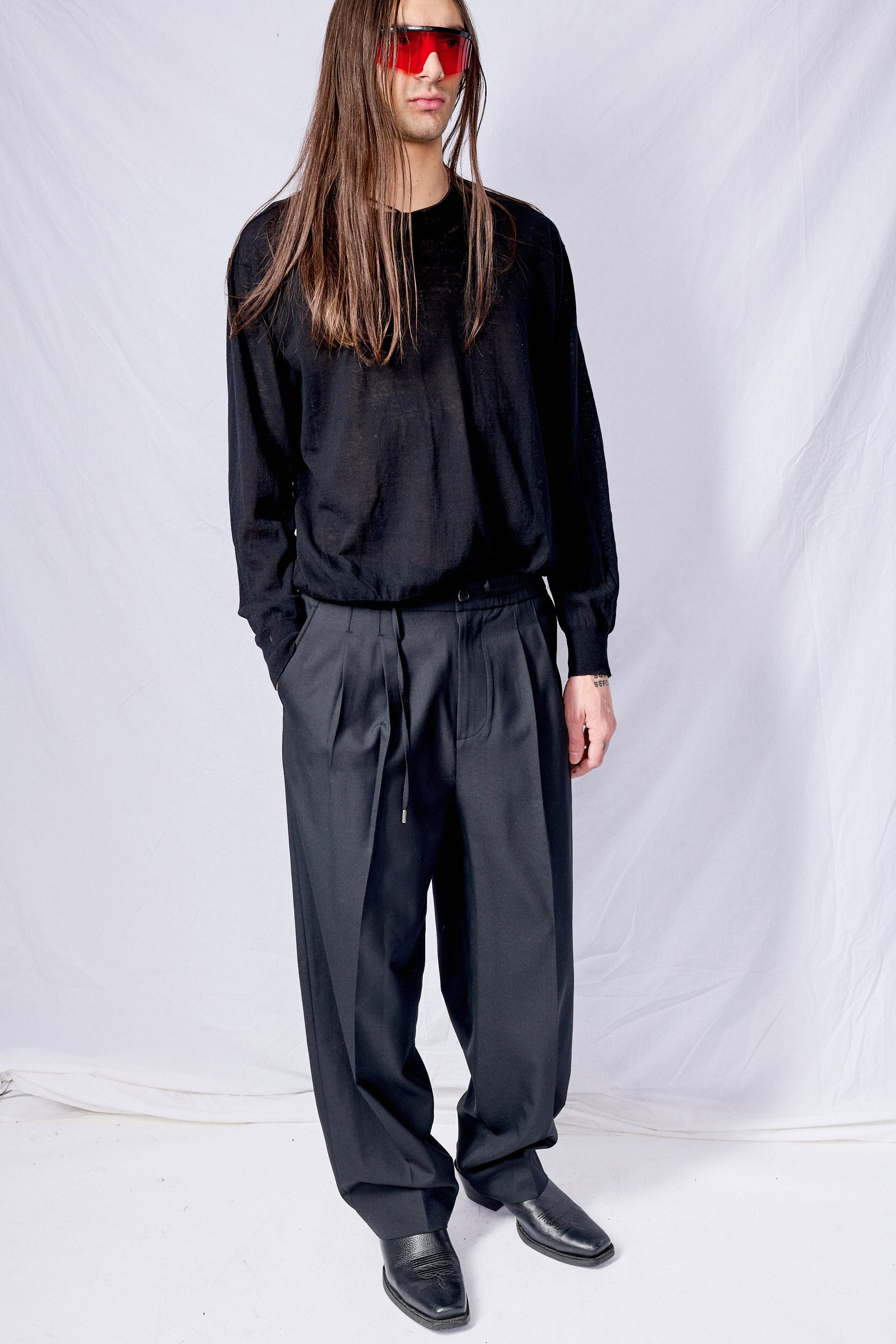 Black Lounge Wool Slacks