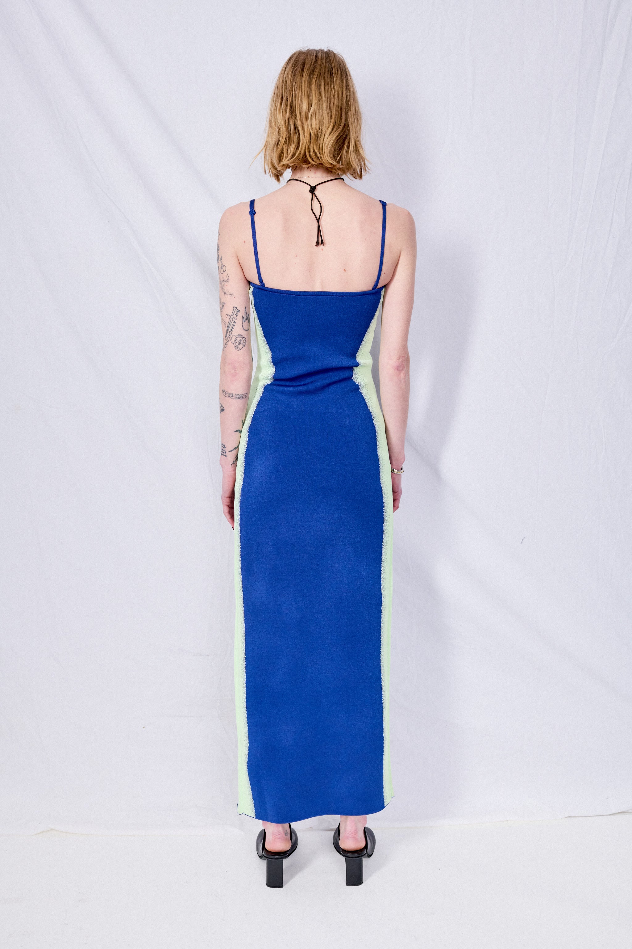 Midnight Navy Iris Flower Print Maxi Tank Dress