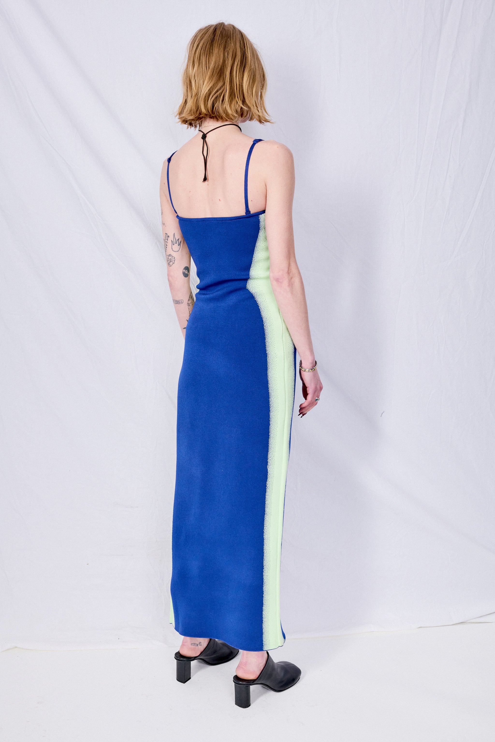 Midnight Navy Iris Flower Print Maxi Tank Dress