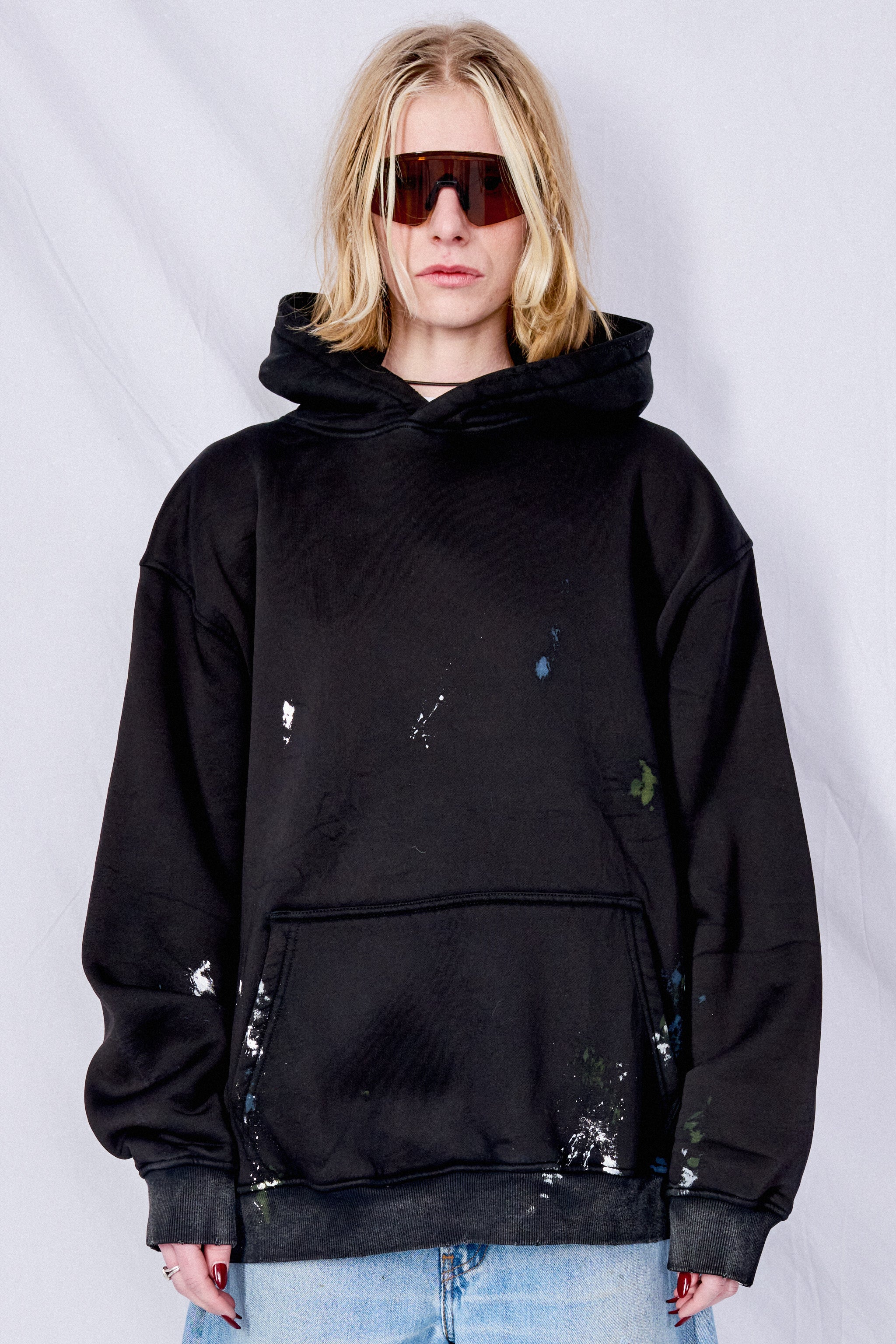 Black Painted Hoodie