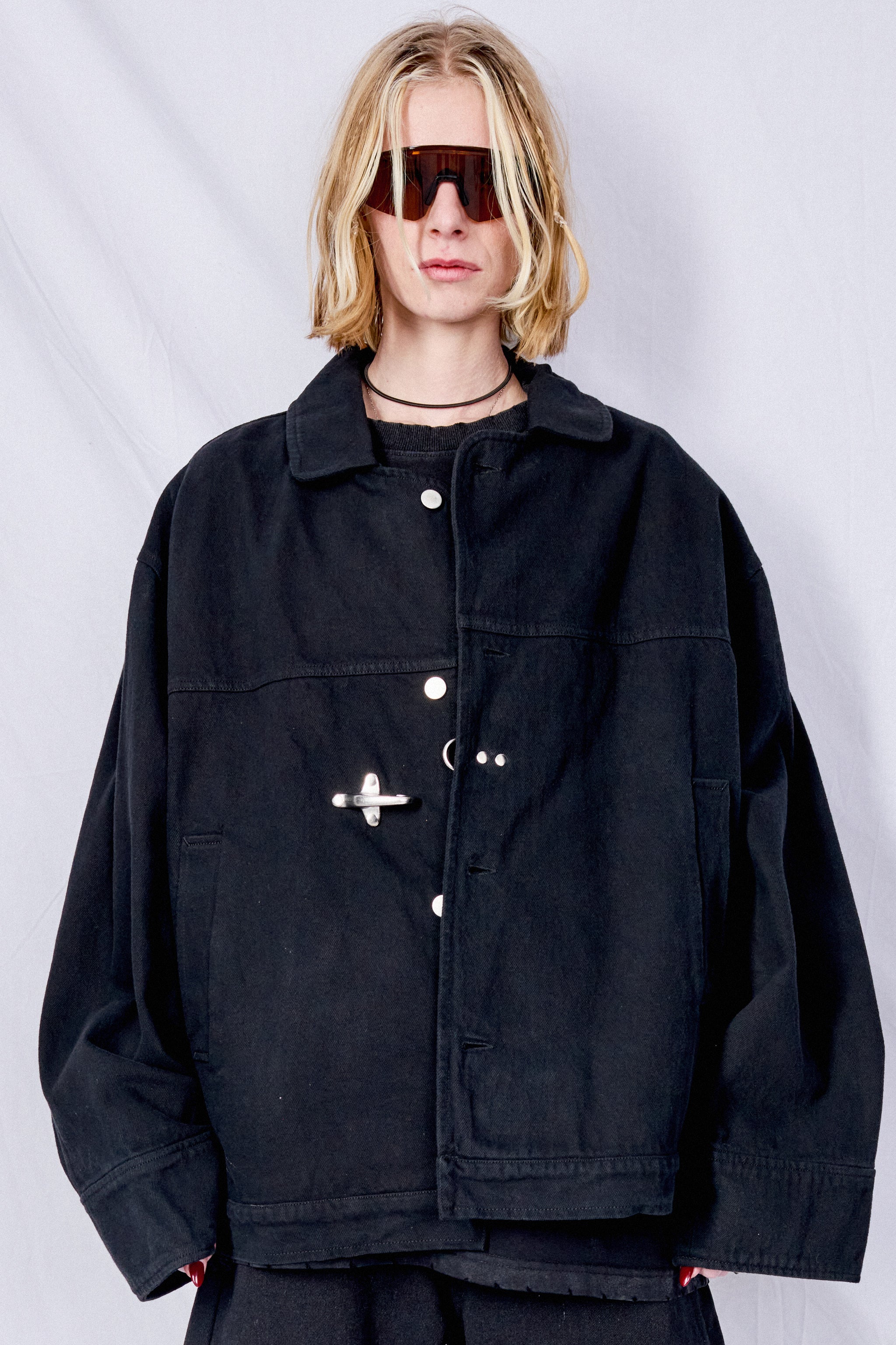 Black Denim Fireman Box Jacket