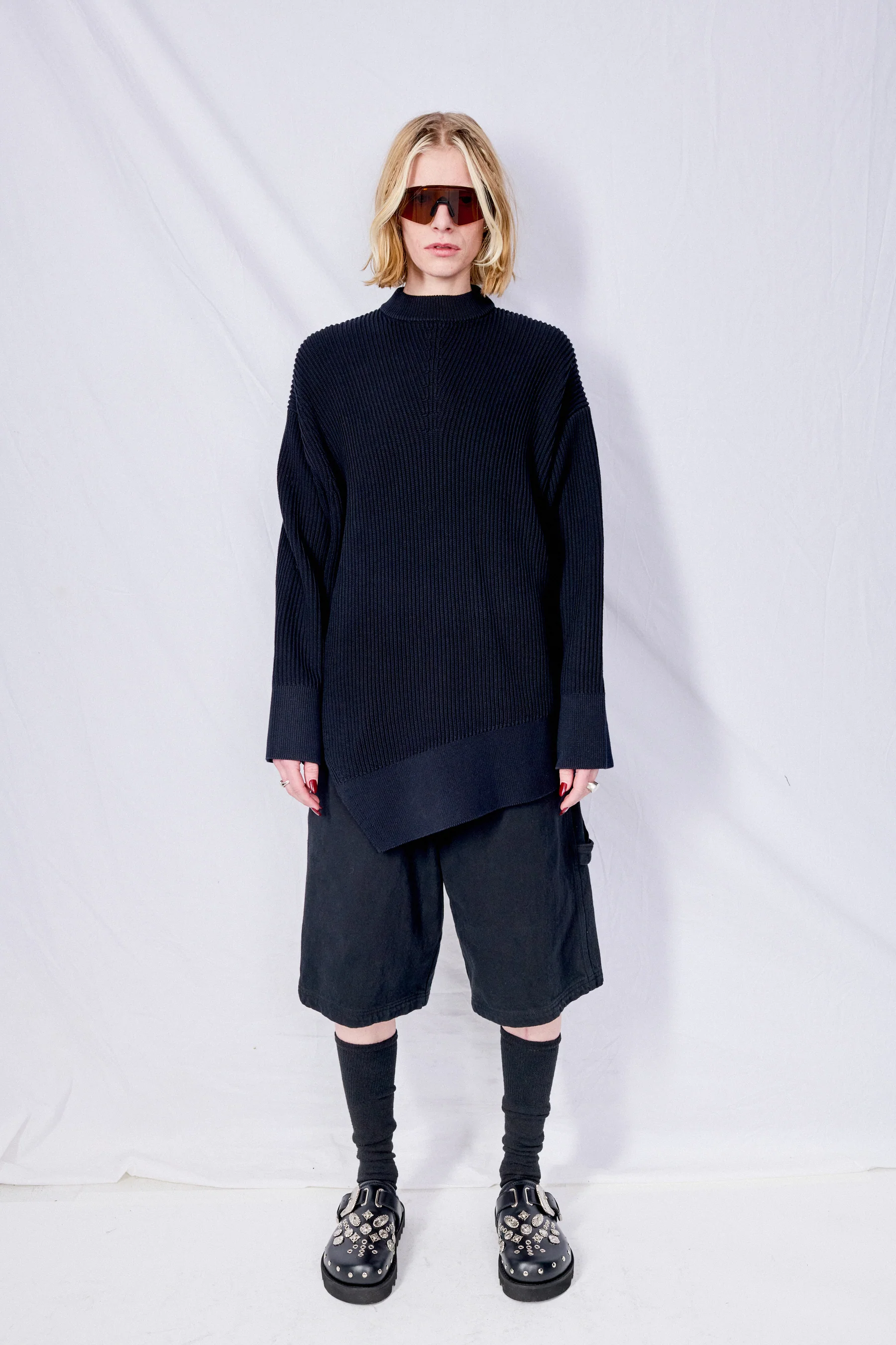 Darkest Navy Verda Asymmetric Knit