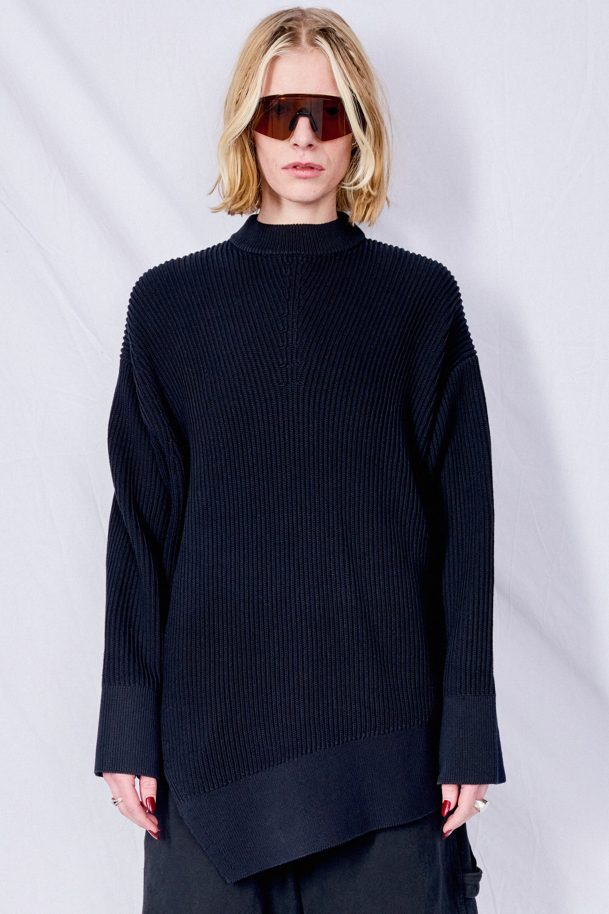 Darkest Navy Verda Asymmetric Knit