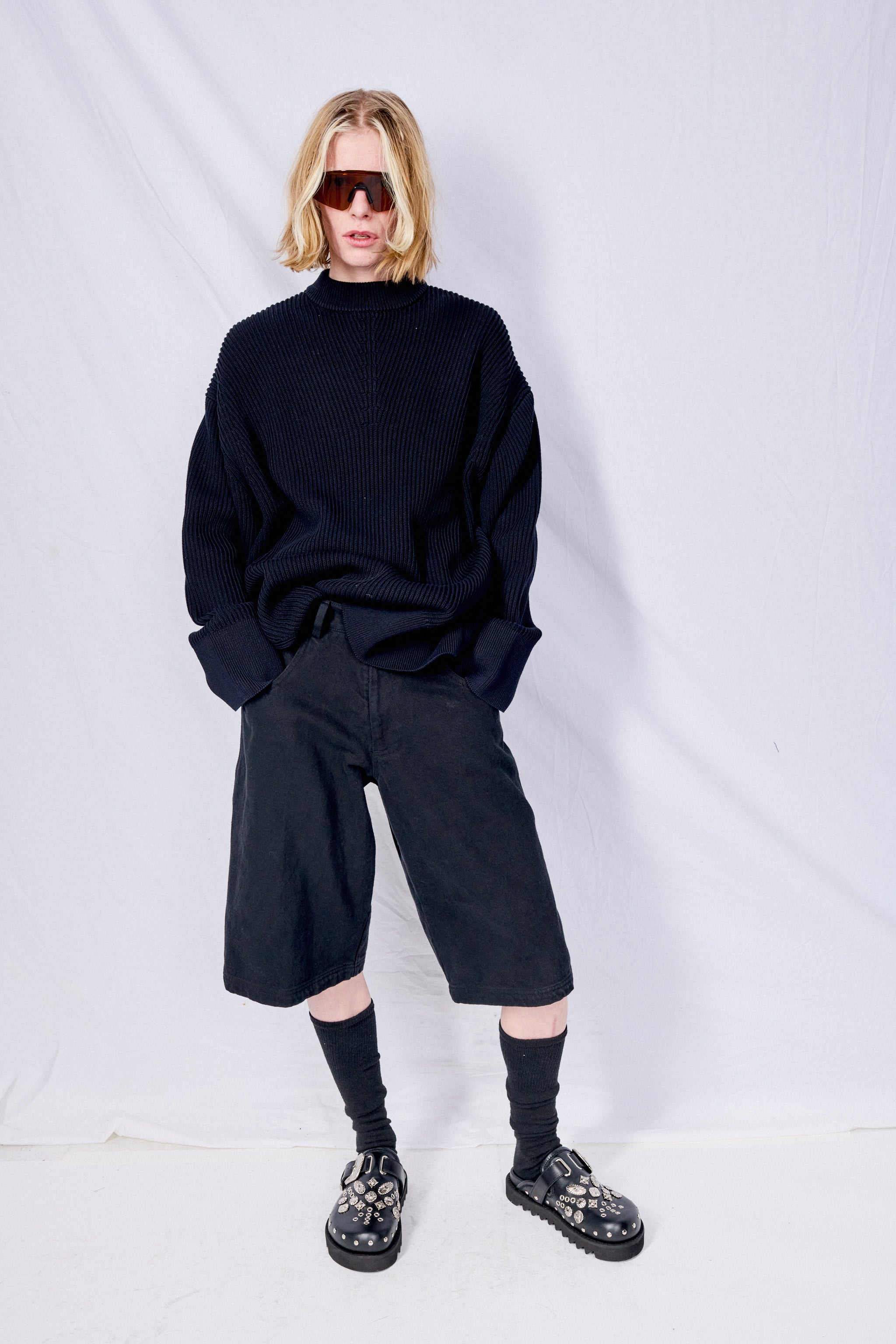 Darkest Navy Verda Asymmetric Knit