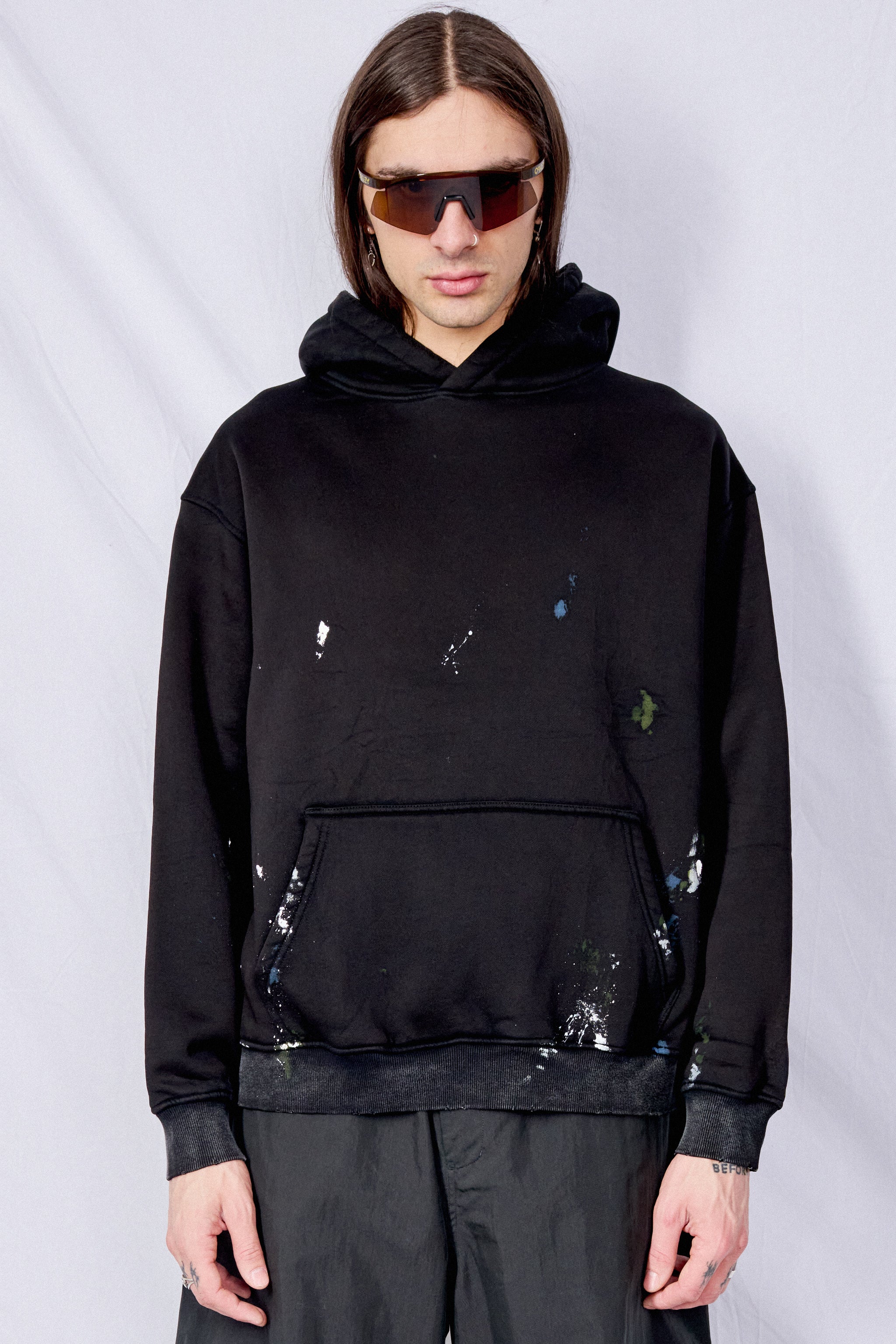 Black Painted Hoodie