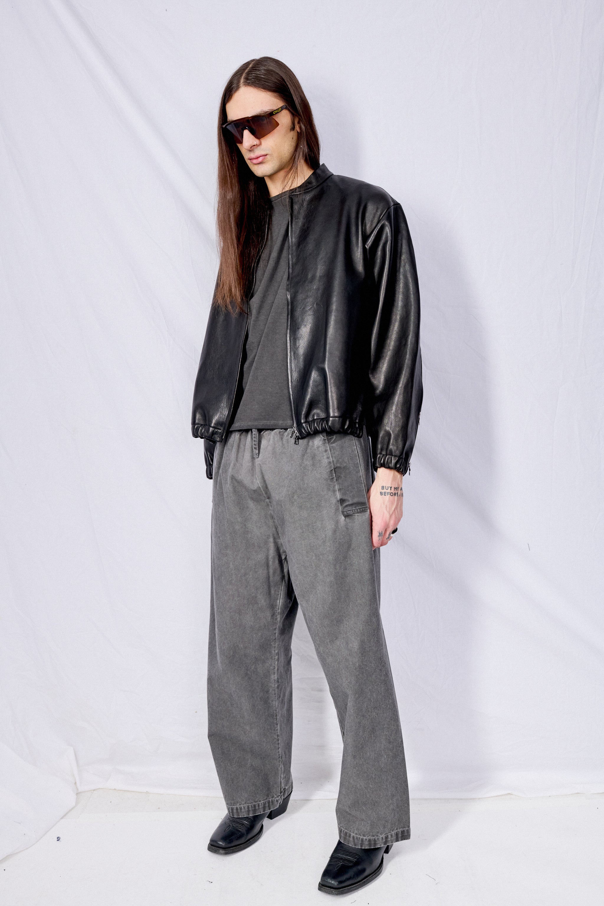 No.287 Washed Black Canvas Flap Pocket Trousers