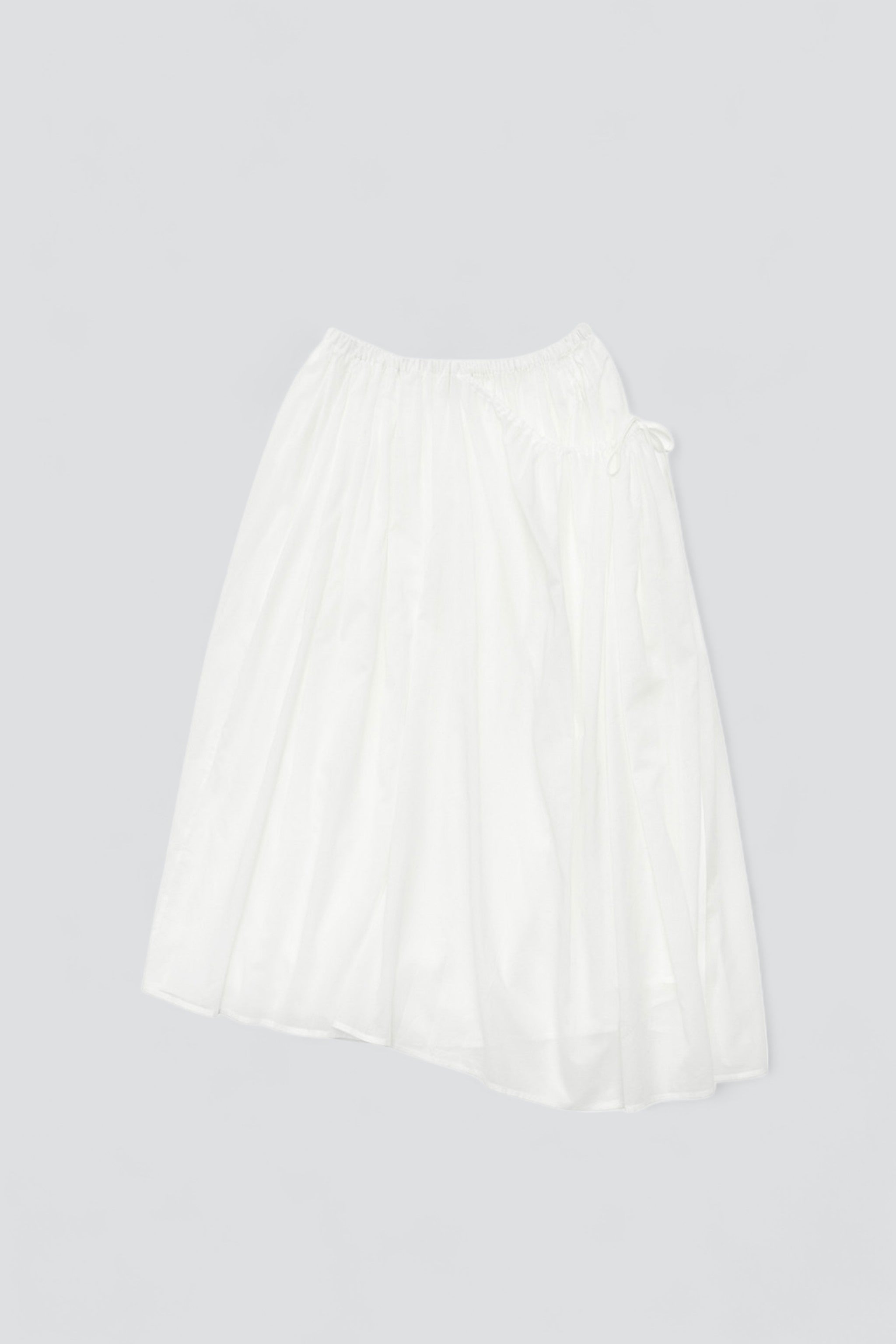 White Drawstring Sheer Shirring Skirt