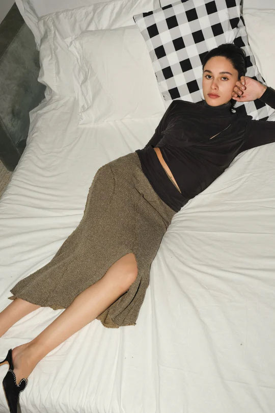 Olive Mermaid Knit Skirt