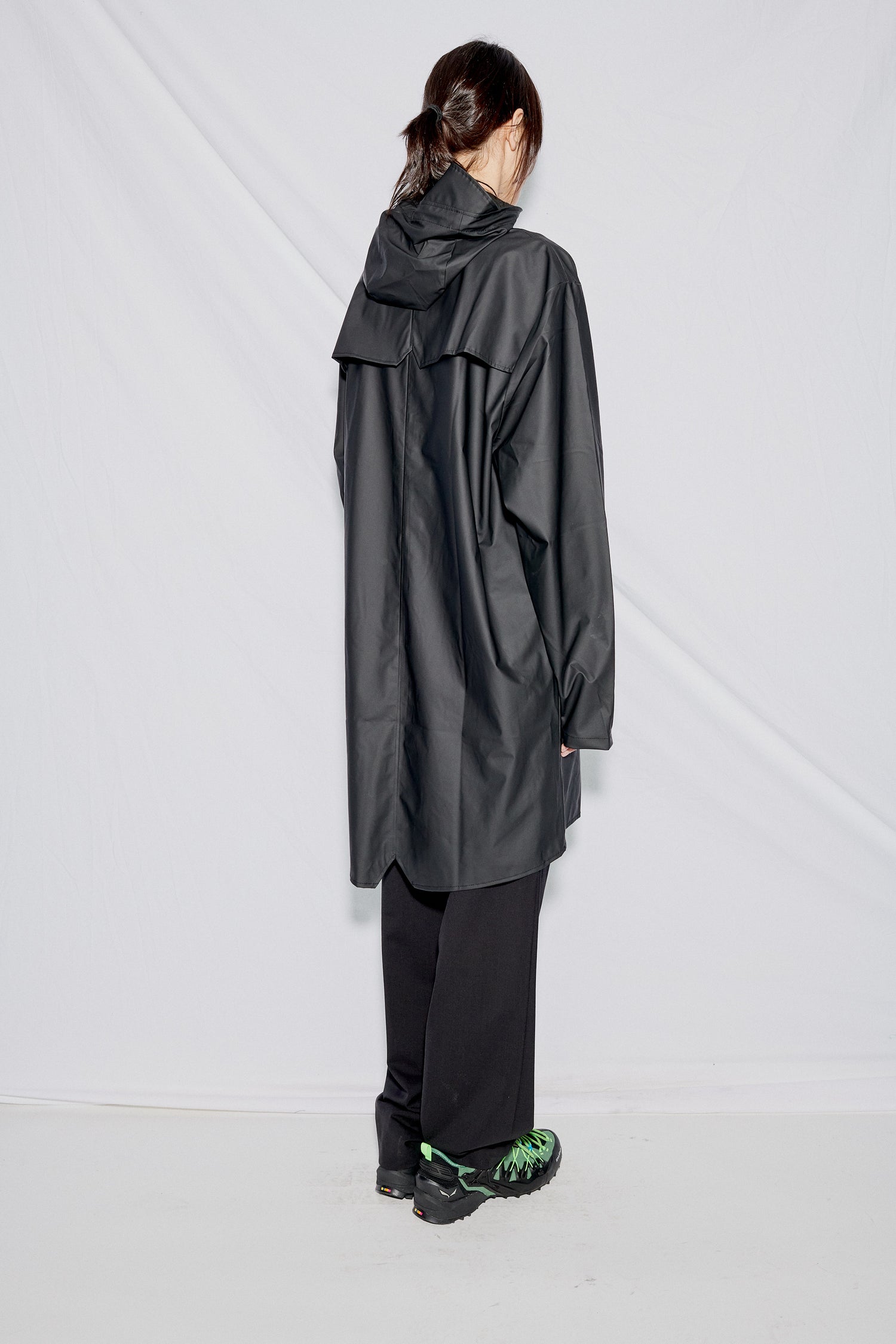 Hooded Rain Long Jacket - Black - Rains | Assembly New York