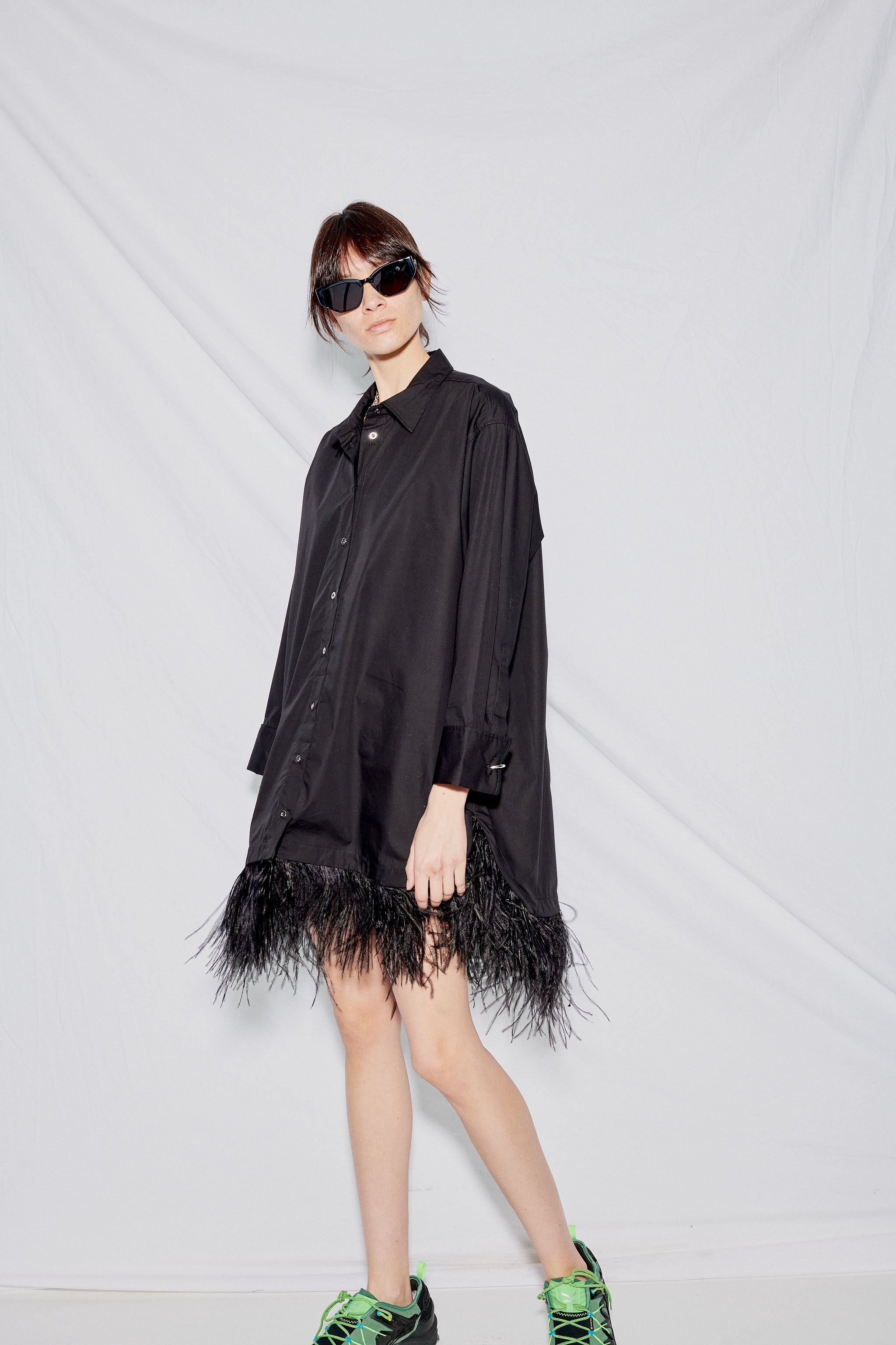 BLACK FEATHER HEM T-SHIRT DRESS – MARQUES ' ALMEIDA